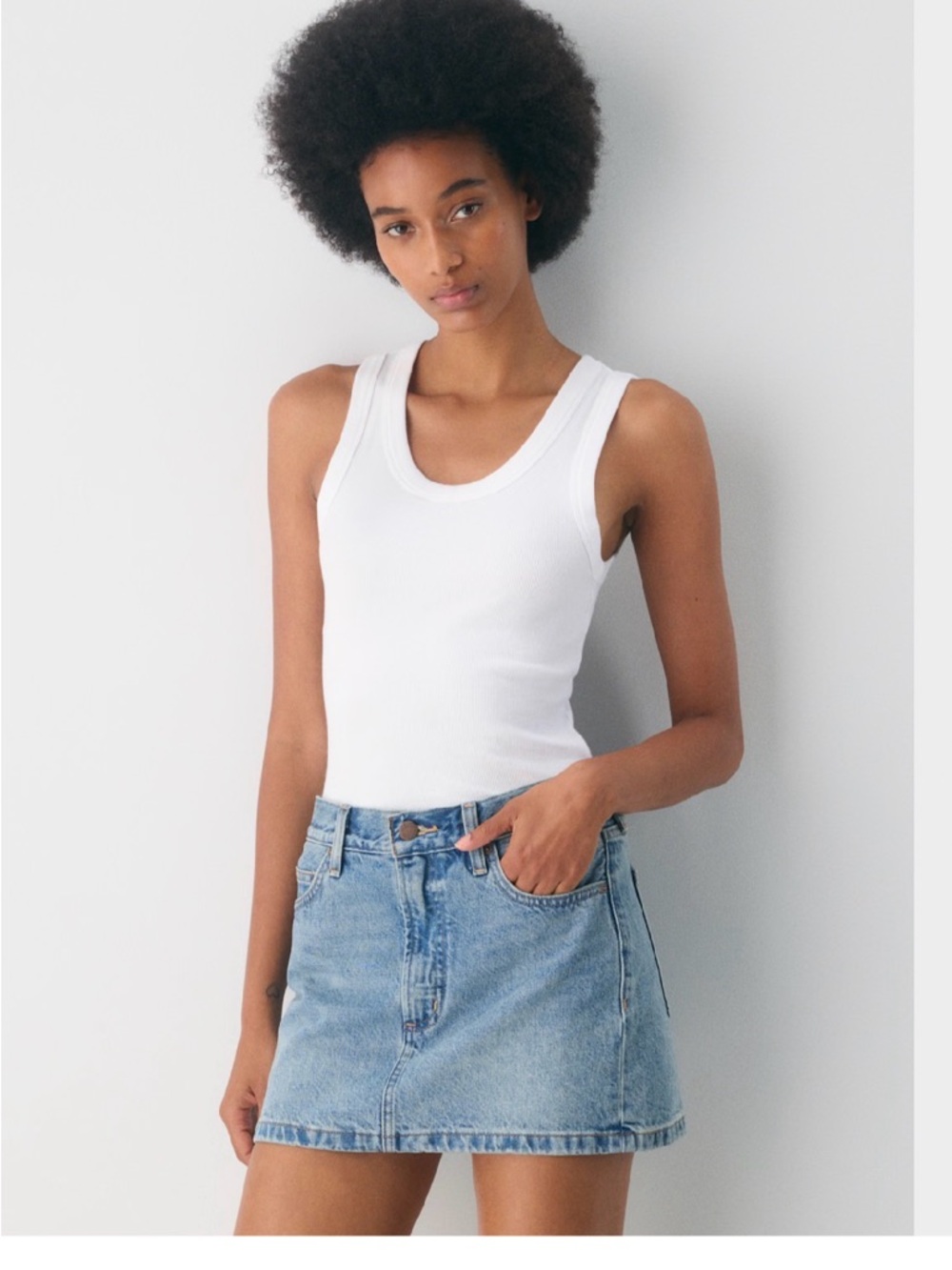 Aritzia Light Blue Denim Mini Skirt